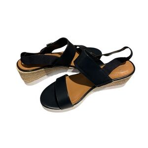 Black Wedge Sandals NWOT
